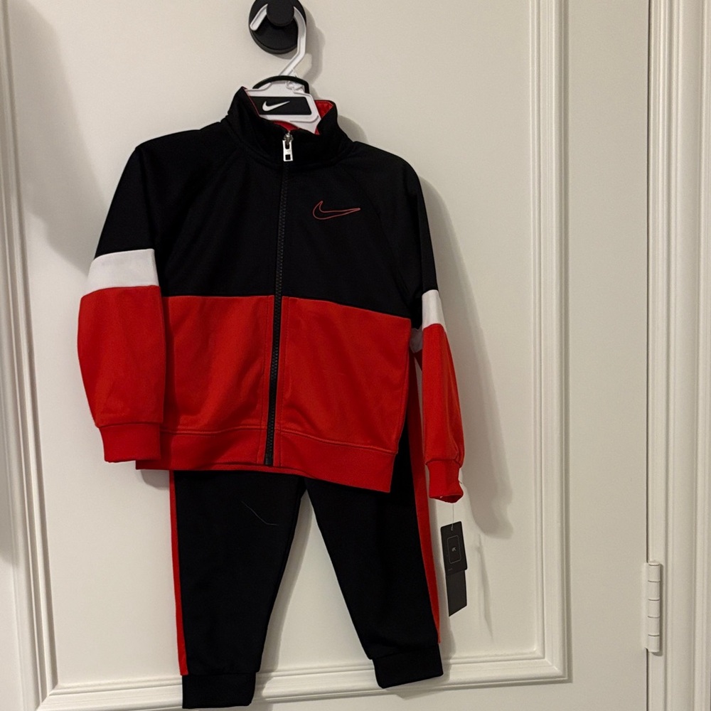 Nike Black and Red Kids Tracksuit